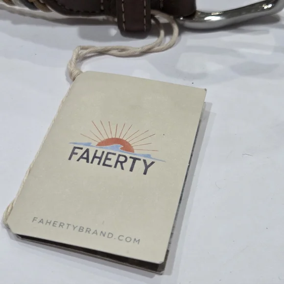NWT Faherty Brown and Gray Woven Cord Men's Belt Sz.40